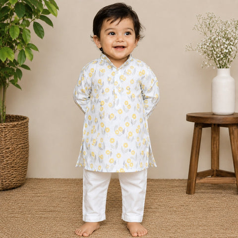 Golden Bloom Onam Kurta