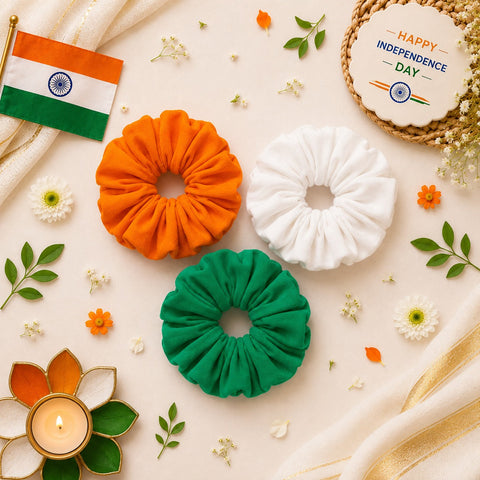 Independence Day Plain colours Cotton Scrunchies
