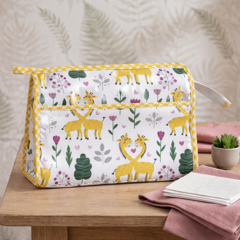 GIRAFFE PARADISE PRINT TRIOZIP TOILETRY BAG