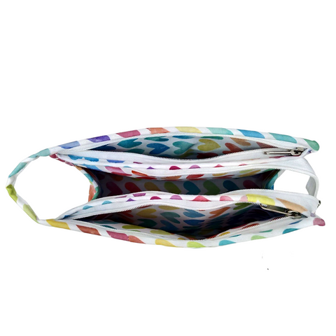 LOVE RAINBOW PRINT TRIOZIP TOILETRY BAG