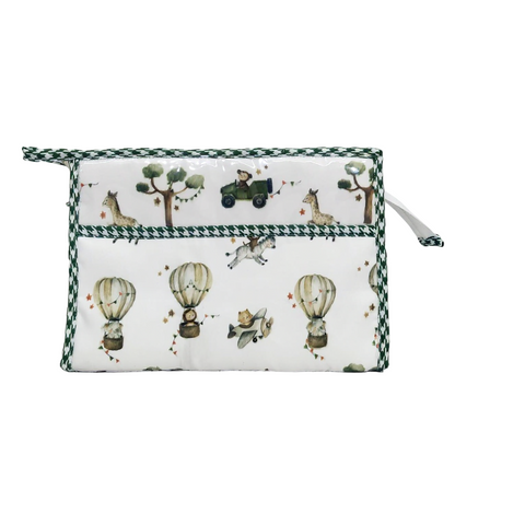 VROOM TOWN PRINT TRIOZIP TOILETRY BAG