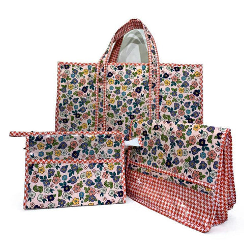 CORAL BLOSSOM DITSY TOTE BAG SET