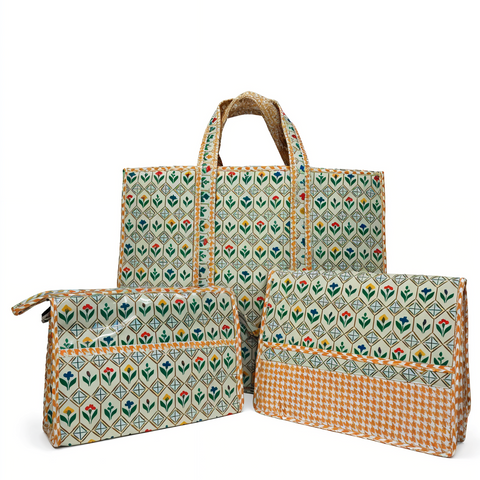 GOLDEN BLOSSOM MOSAIC TOTE BAG SET