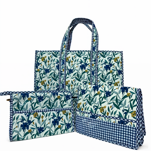 NAVY LEAF DRIFT TOTE BAG SET