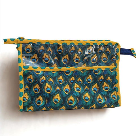 PEACOCK GLORY PRINT TrioZip Toiletry Bag