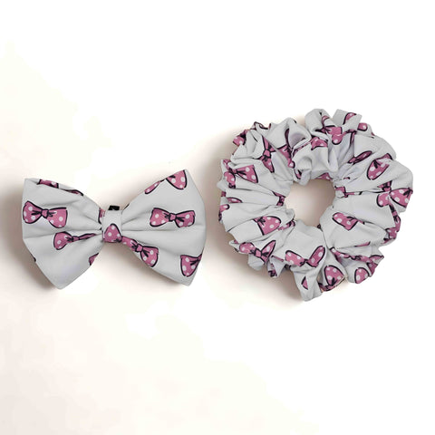 Classy Bow Print Scrunchie & Bow Combo