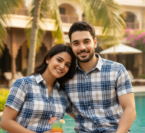 BLUE CHECKS PRINTED SHIRT