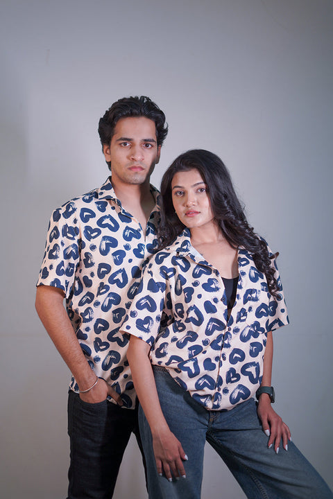 Heart navy Couple shirt