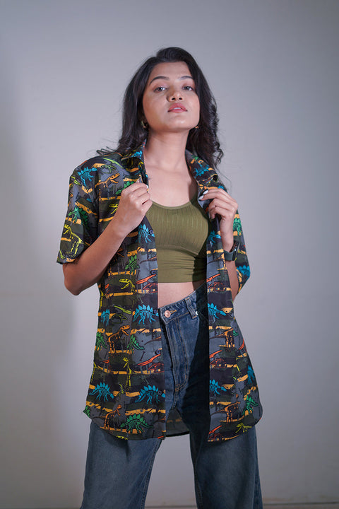Funky Dinosaur Printed Unisex Couple Shirt