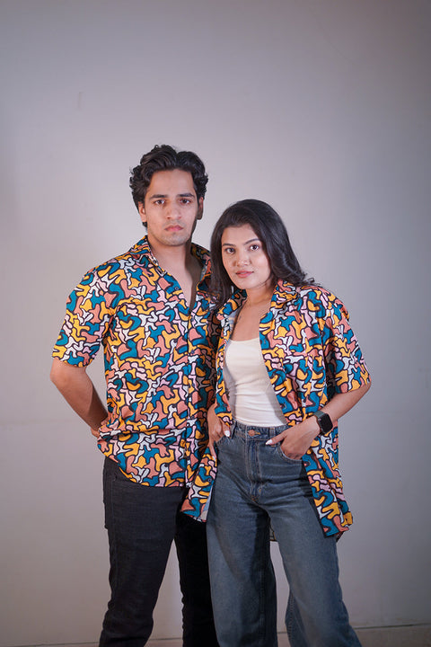 Colourfull  Camo Couple shirt