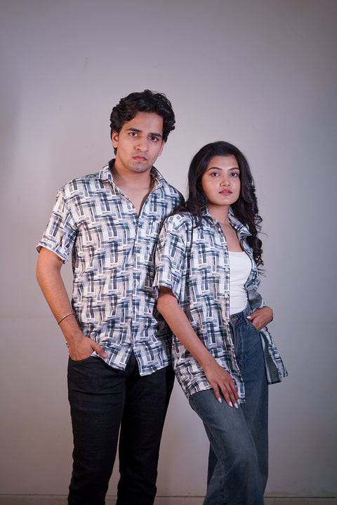 Sober blue Couple shirt