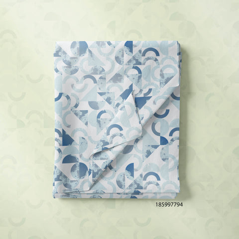 Blue & White Triangle, Half Circle & Curved Geo Shapes