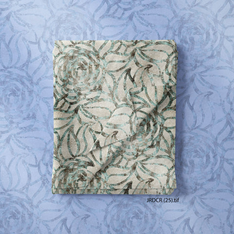 Green & Gray Big Floral With Single Line