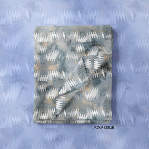 White Zig Zag Grungy Print On Gray Color