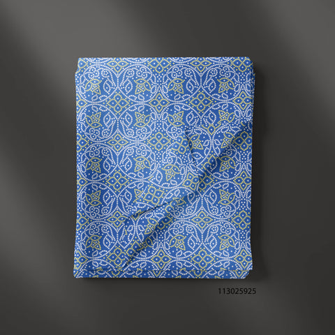 White Blue & Yellow Bandhani Print