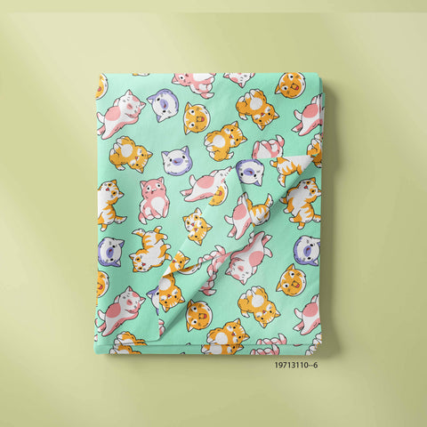 Kitty aqua green Print