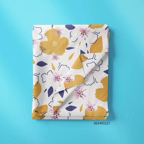 Poppy Flower Print In Pink & Yellow Color