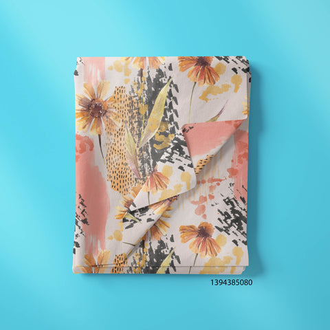 Watercolor Flowers, Leaves, Scribbles Print