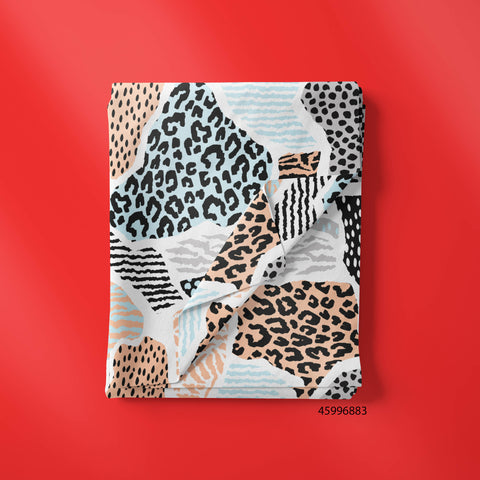 Orange & Blue Cheetah In Patchwork Design