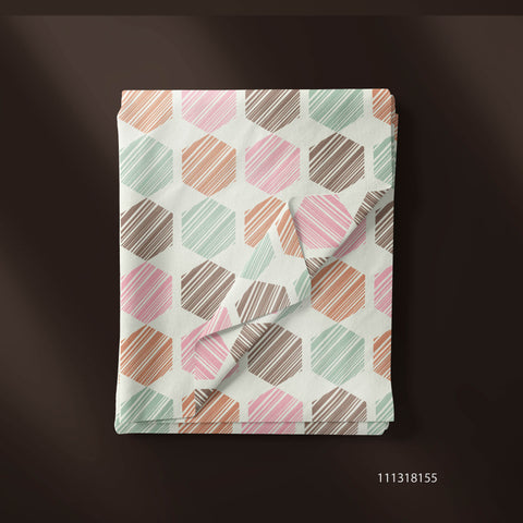 Hexagon In Multicolor With Cream Color Background