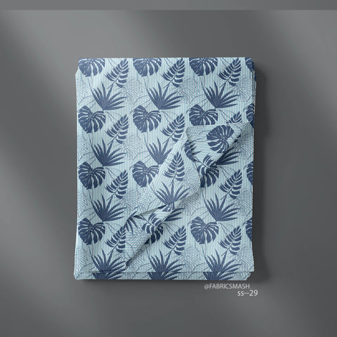Tropical With Light Blue & White Stripes