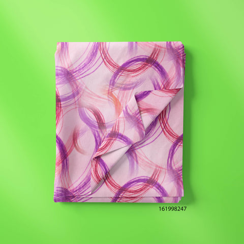 Thread Waves Curved in Purple & Red On Pink Color