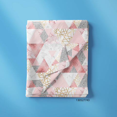 Triangles In Pink & Gray With Golden Lines