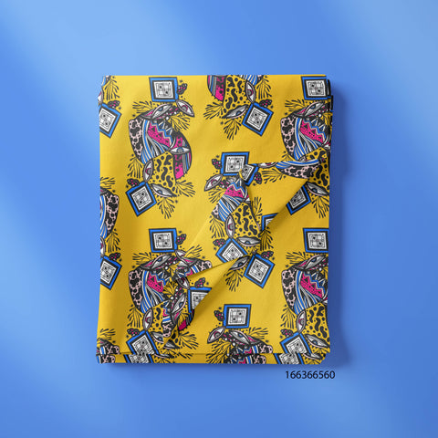 Asian Design With Eyes Print On Yellow