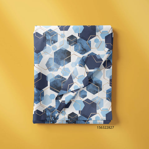 Blue & Golden Hexagon in White Background