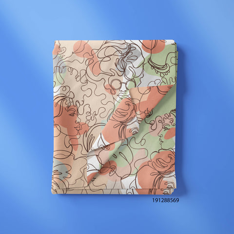 Line Face Art on Green & Orange Colors