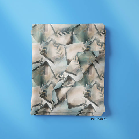 Green & Cream Ice Cube Texture With Leaves