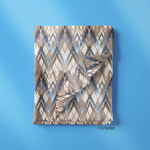 Rhombus Zigzag lines in Brown & Blue Color