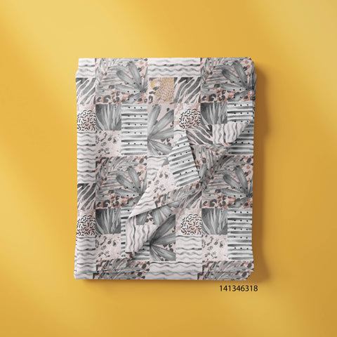 Tropical Leaves, Ocean & Animal Print In Gray Color