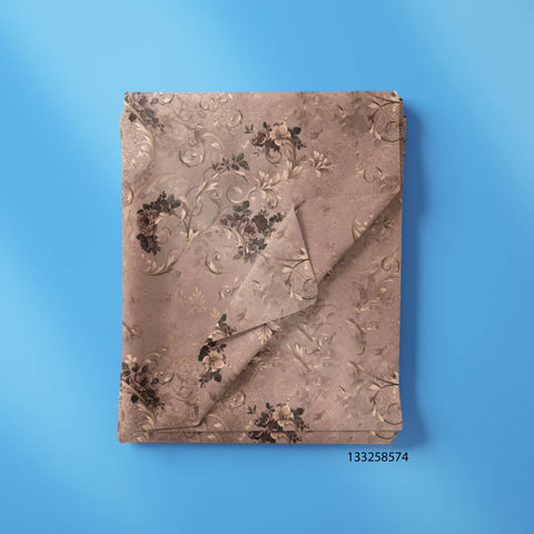 Brown Color Floral In Indigo Style Print