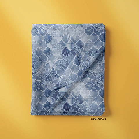 Moroccan Trellis with Indigo style Print