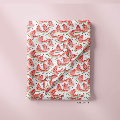 Watermelon Slices In Cream Color Background